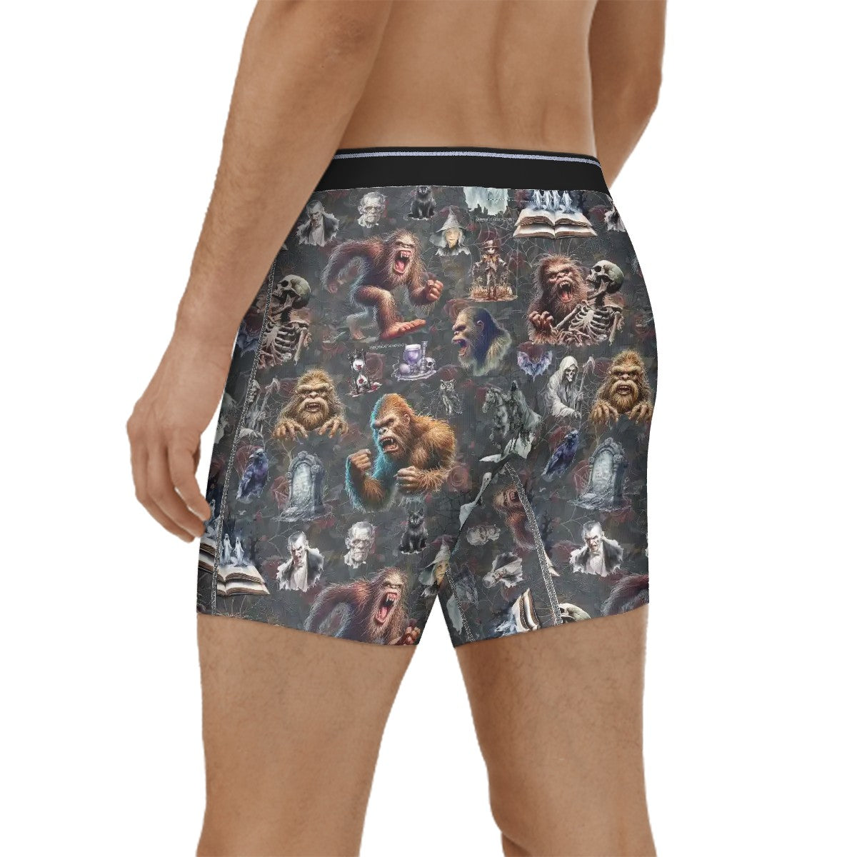 Sasquatch / Bigfoot Themed Men's Silky Polyester Extended Boxer Briefs Underwear