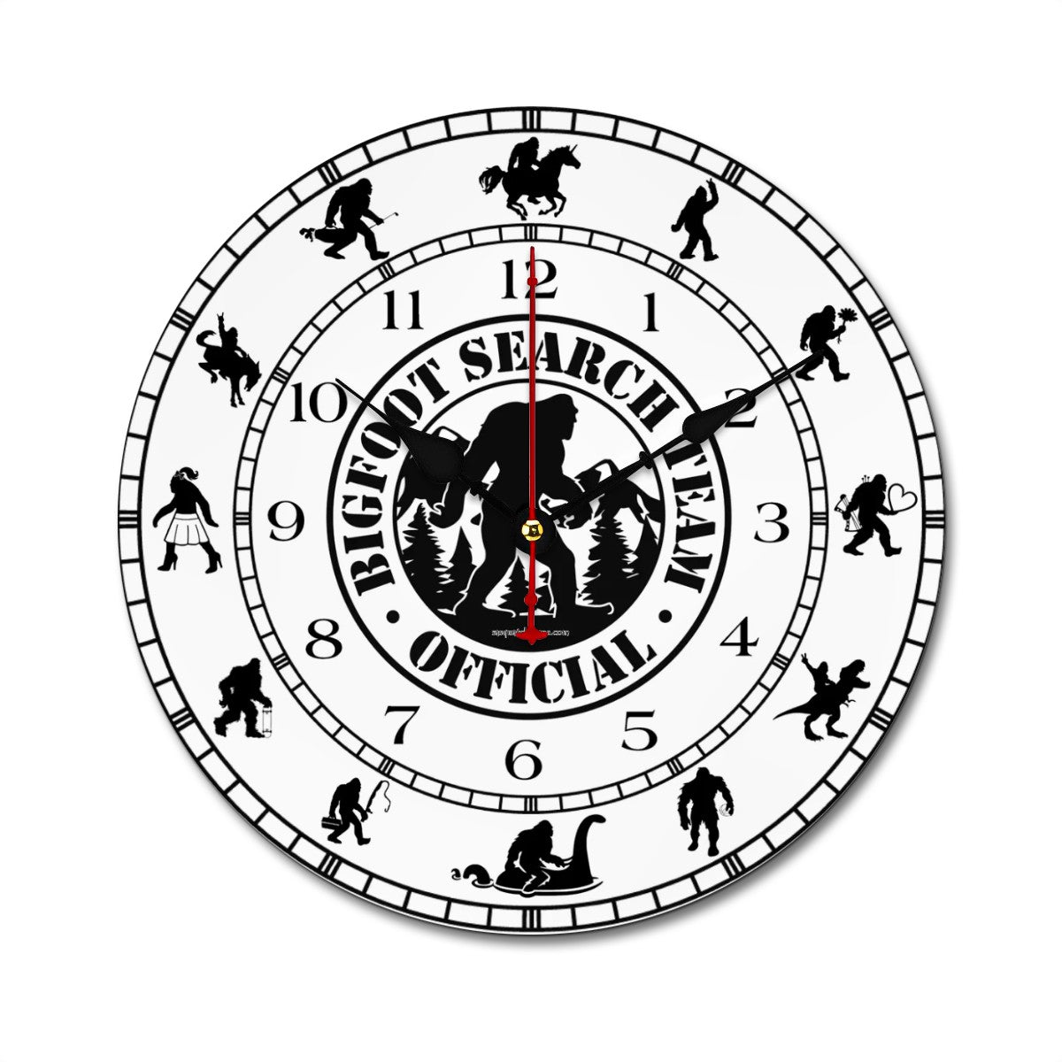 Bigfoot Sasquatch 2 Round Wooden Wall Clock - Made in USA
