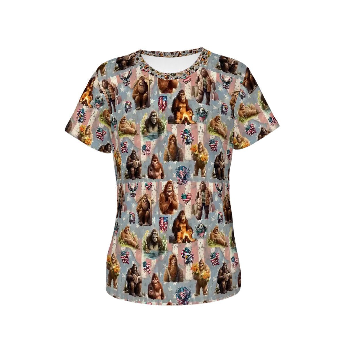 Sasquatch Bigfoot Theme Women’s Polyester Short Sleeve T-Shirt