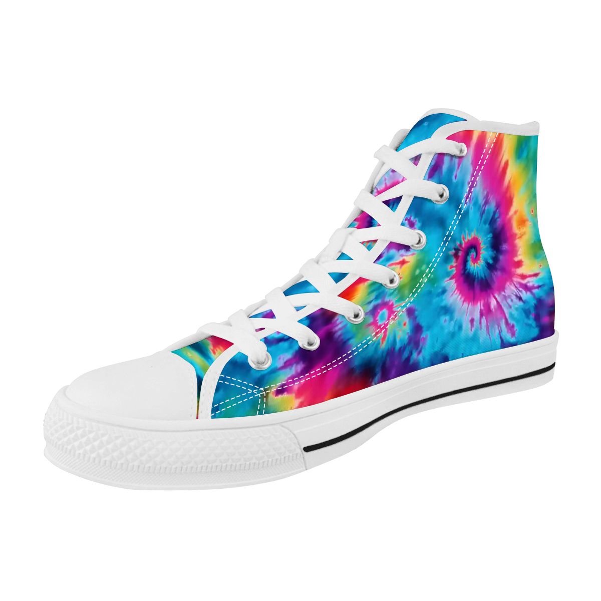 Fairies on Tie Dye, Women's High Top Canvas Shoes
