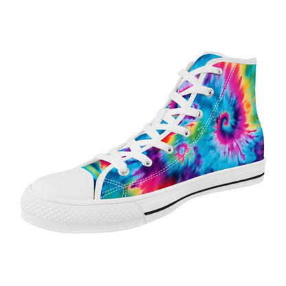 Fairies on Tie Dye, Women's High Top Canvas Shoes