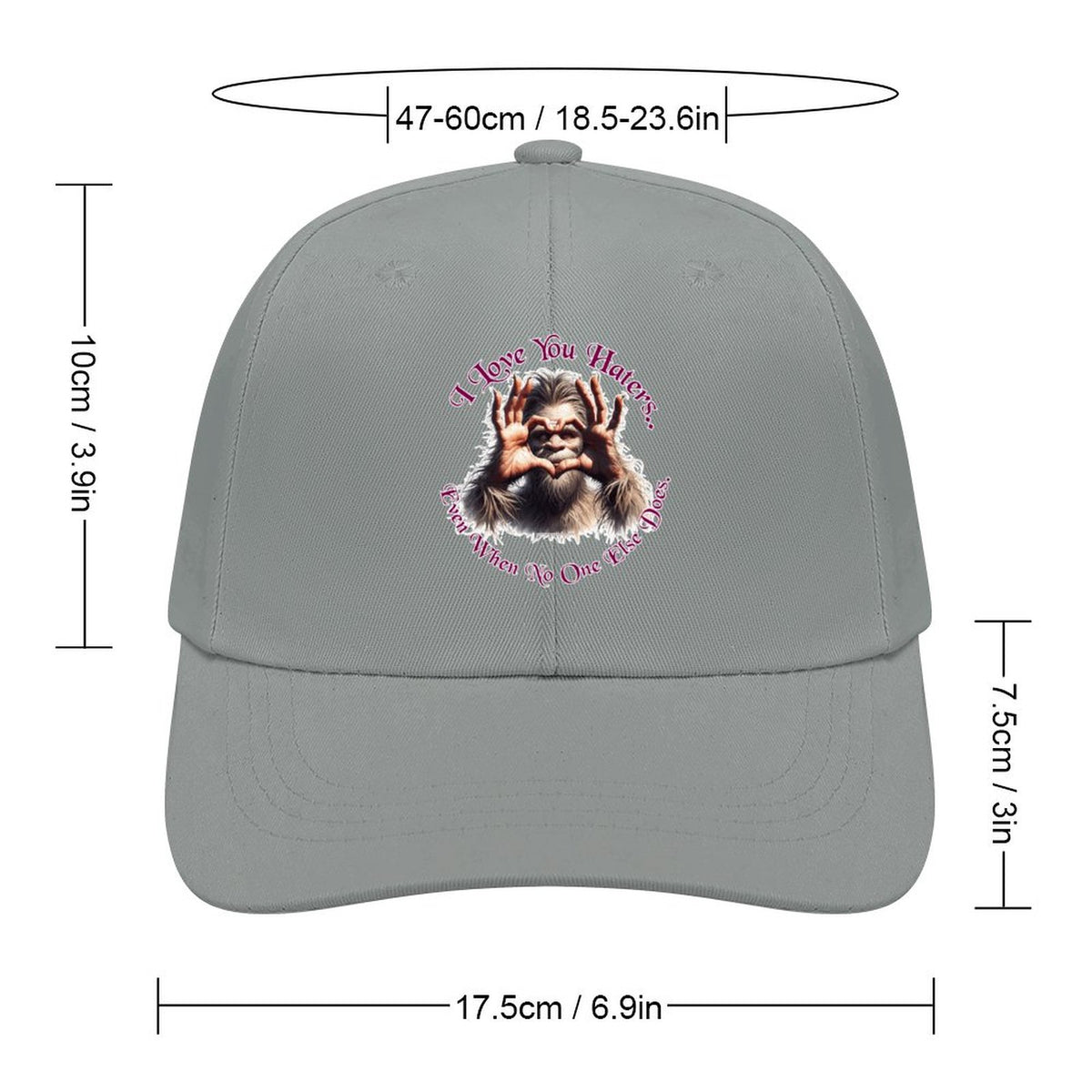 Bigfoot, Sasquatch “I love you..", Baseball Cap – 8 Colors