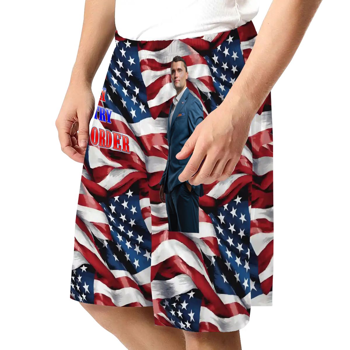 Charlie Kirk Memorial, Men’s Polyester, pocketed, pajama Shorts