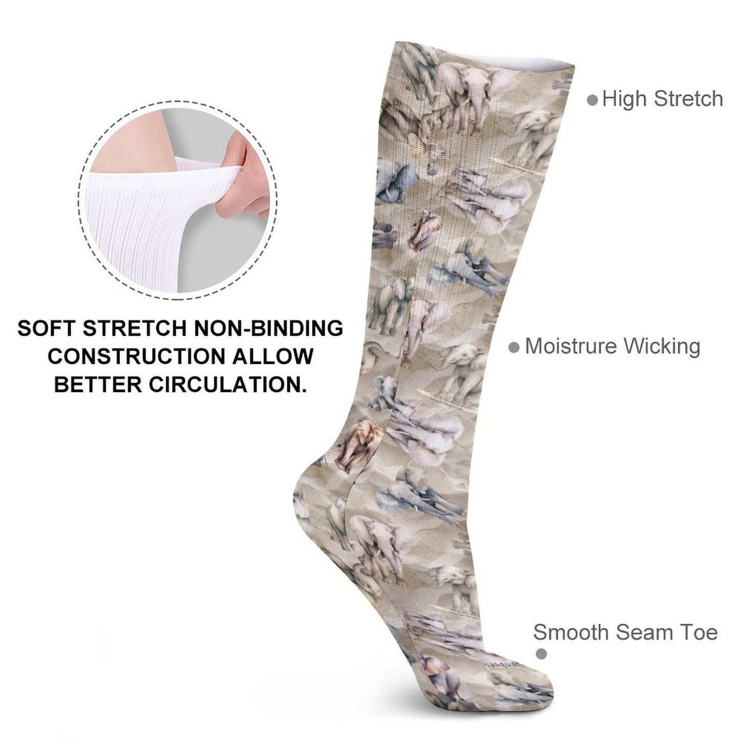 10 Animal Designs, 15.5 Inch Tube Socks