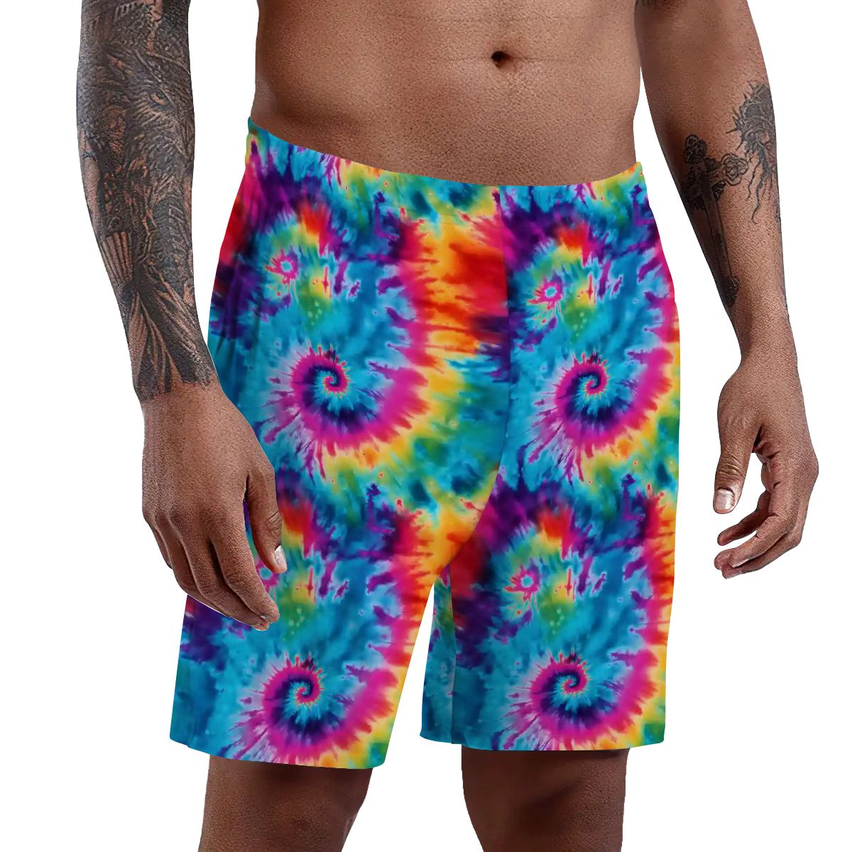 10 New Tie Dye Designs, Men’s Polyester, pocketed, pajama Shorts