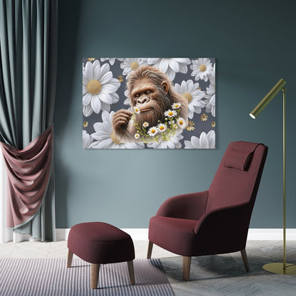 Sasquatch "Smell the Flowers" Hanging Poster (Horizontal 3:2)-12x18 inch/ 8x12 inch