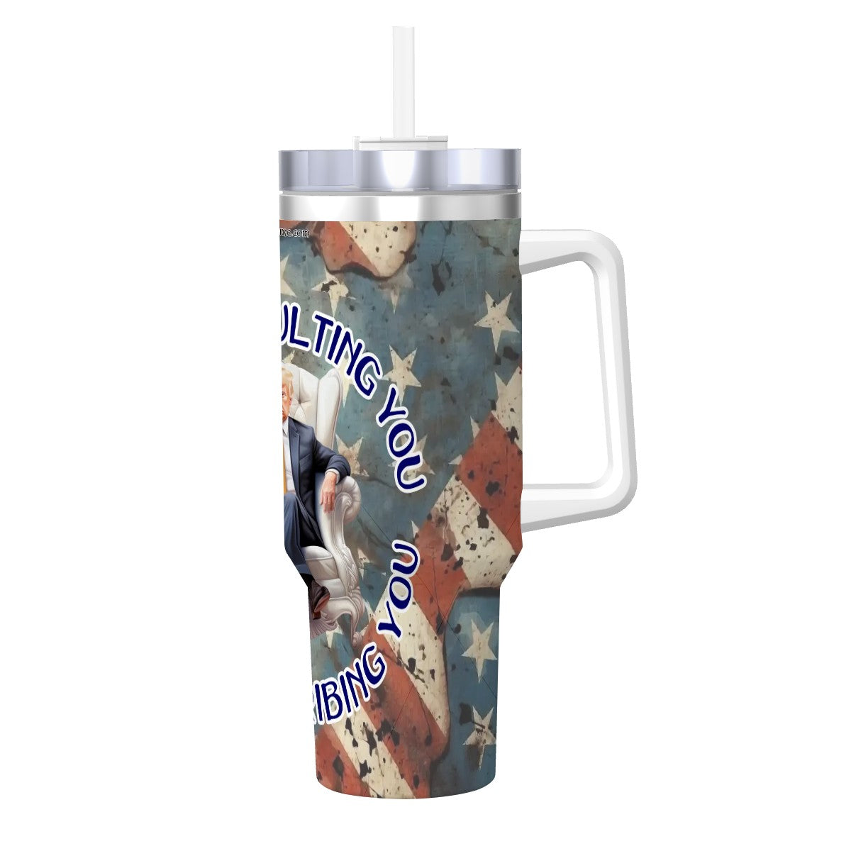 Trump "I'm Describing You" Themed 40 oz Travel Coffee Mug with a Straw