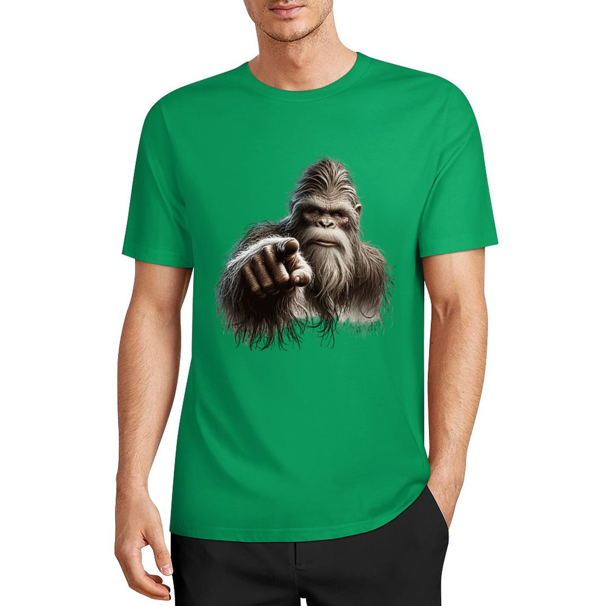 Bigfoot - Sasquatch Pointing Short Sleeve Cotton T-Shirt