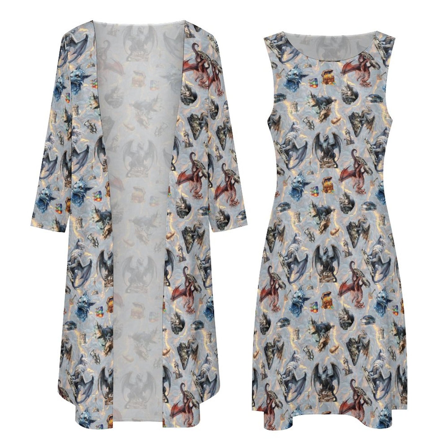 10 Misc Designs Women’s Long Dress with Cardigan