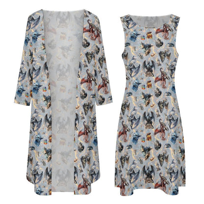 10 Misc Designs Women’s Long Dress with Cardigan