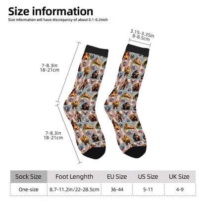 Bigfoot, Sasquatch 19 Designs - Polyester Crew Socks, Bigfoot Socks, Sasquatch Socks, Bigfoot Crew