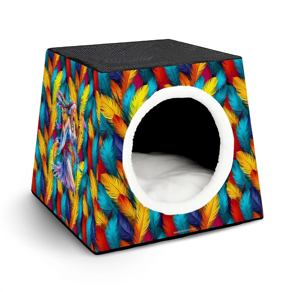 Native American on Feathers, Space Capsule Pet Bed