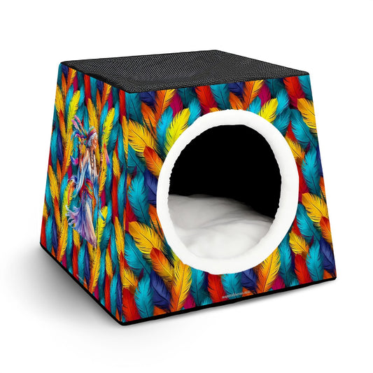Native American on Feathers, Space Capsule Pet Bed