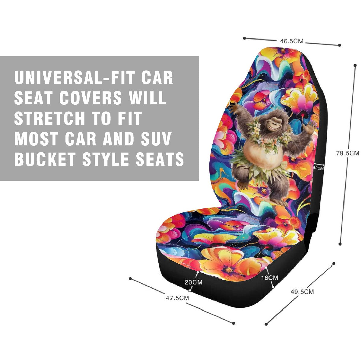 Hawaiian Bigfoot Sasquatch Dancing, Full Set of Car Seat Covers- 3
