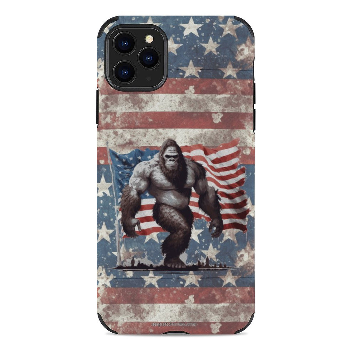Bigfoot Sasquatch With Flag, Microfiber iPhone 11 Cases