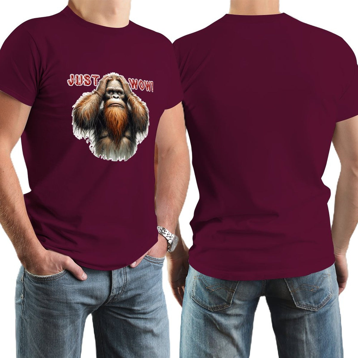 Sasquatch / Bigfoot "just Wow", Cotton Short Sleeve T-shirt