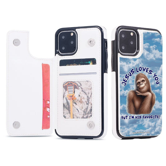 iPhone 11 Pro Bigfoot, Sasquatch Cell Phone Flip Wallet Case  - "Jesus loves you..."