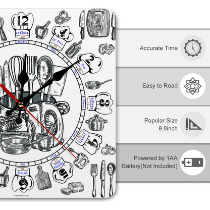 Cooking Square Wall Clock- Made in USA