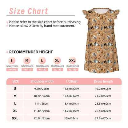10 Animal Designs, Girl's Flutter Sleeve Nightgown