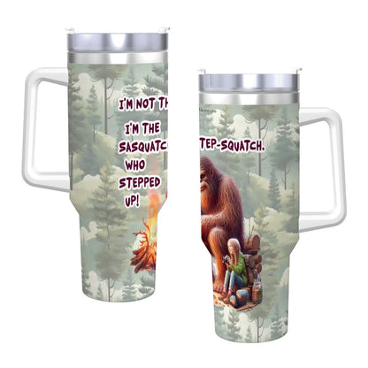 Sarcastic Sasquatch / Bigfoot 40 oz Stainless Steel Travel Coffee Mug with a Straw
