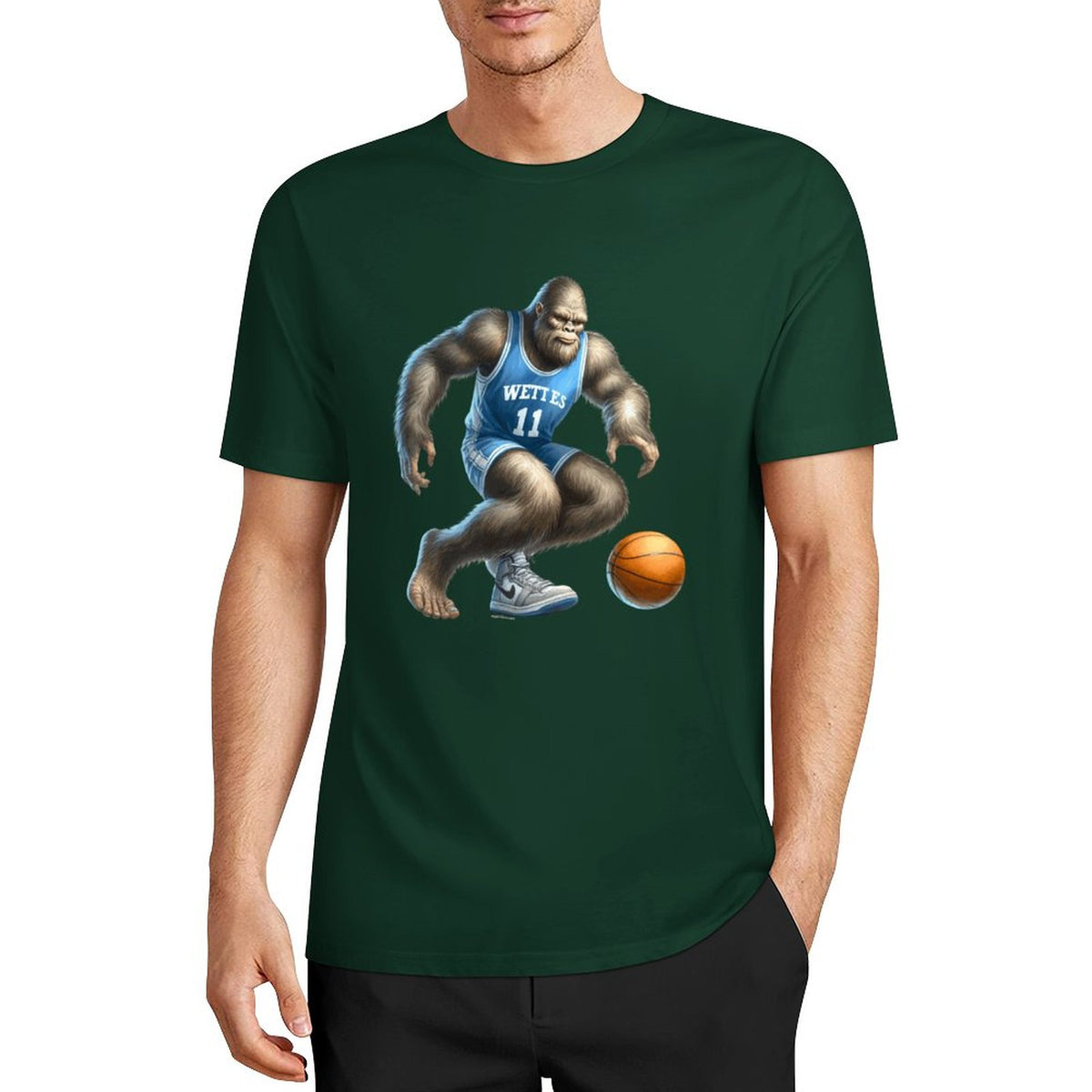 Bigfoot - Sasquatch Basketball Short Sleeve Cotton T-Shirt
