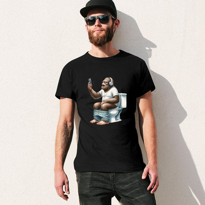 Sasquatch, Bigfoot on Toilet -Short Sleeve Cotton T-shirt Men