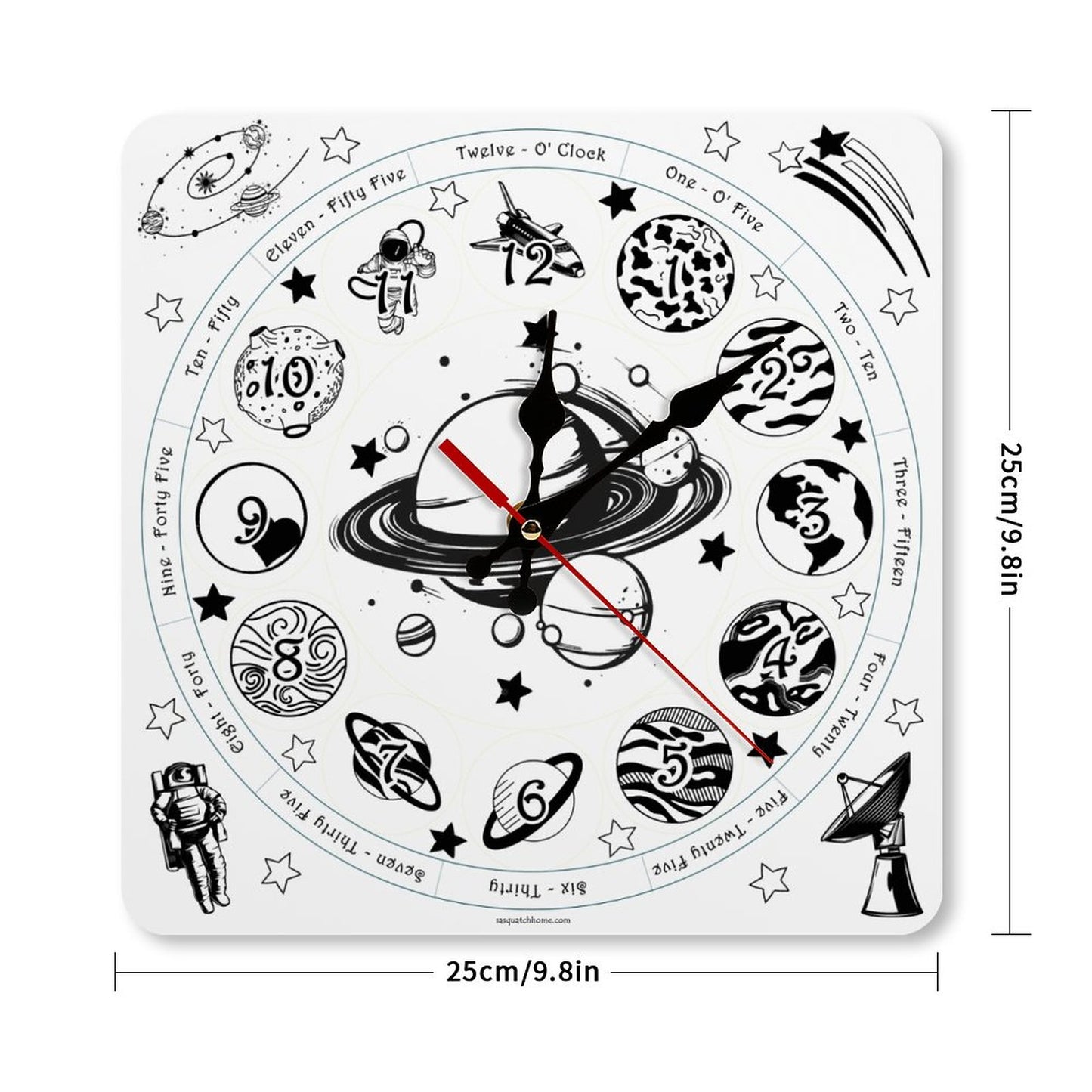 Solar System Square Wall Clock- Made in USA