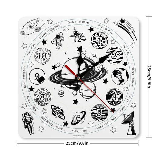 Solar System Square Wall Clock- Made in USA