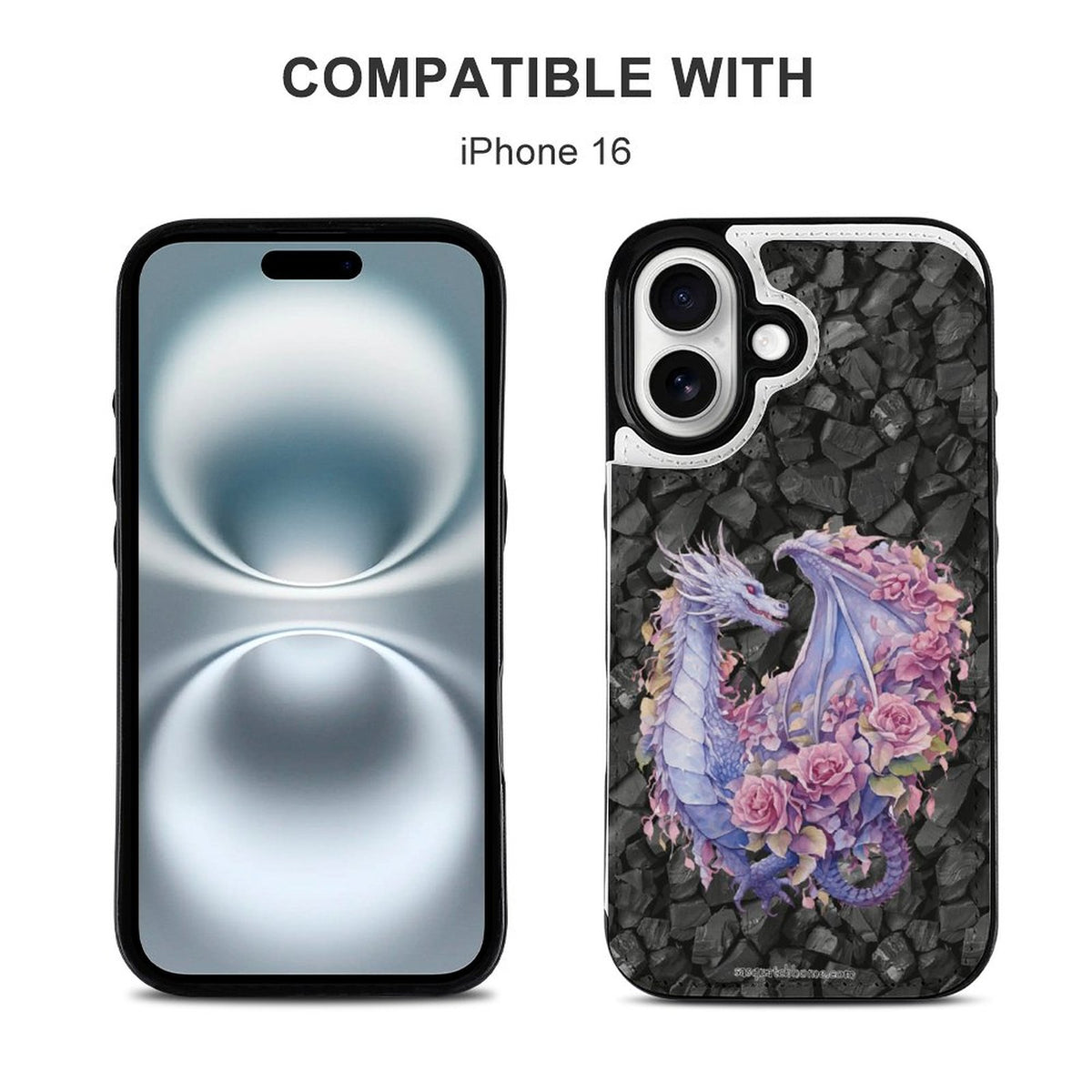 Floral Dragon, iPhone 16 Faux Leather Wallet Case
