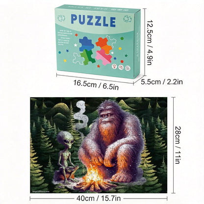 Sasquatch and Alien 300pcs Horizontal Wooden Jigsaw Puzzles