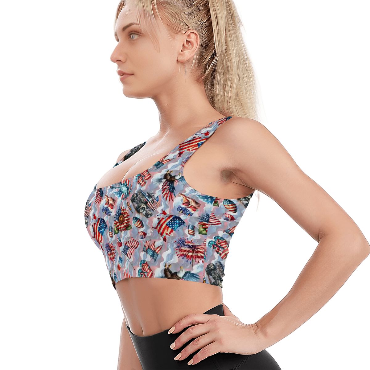 8 Patriotic Designs, Traditional Sports Bra, Yoga Top