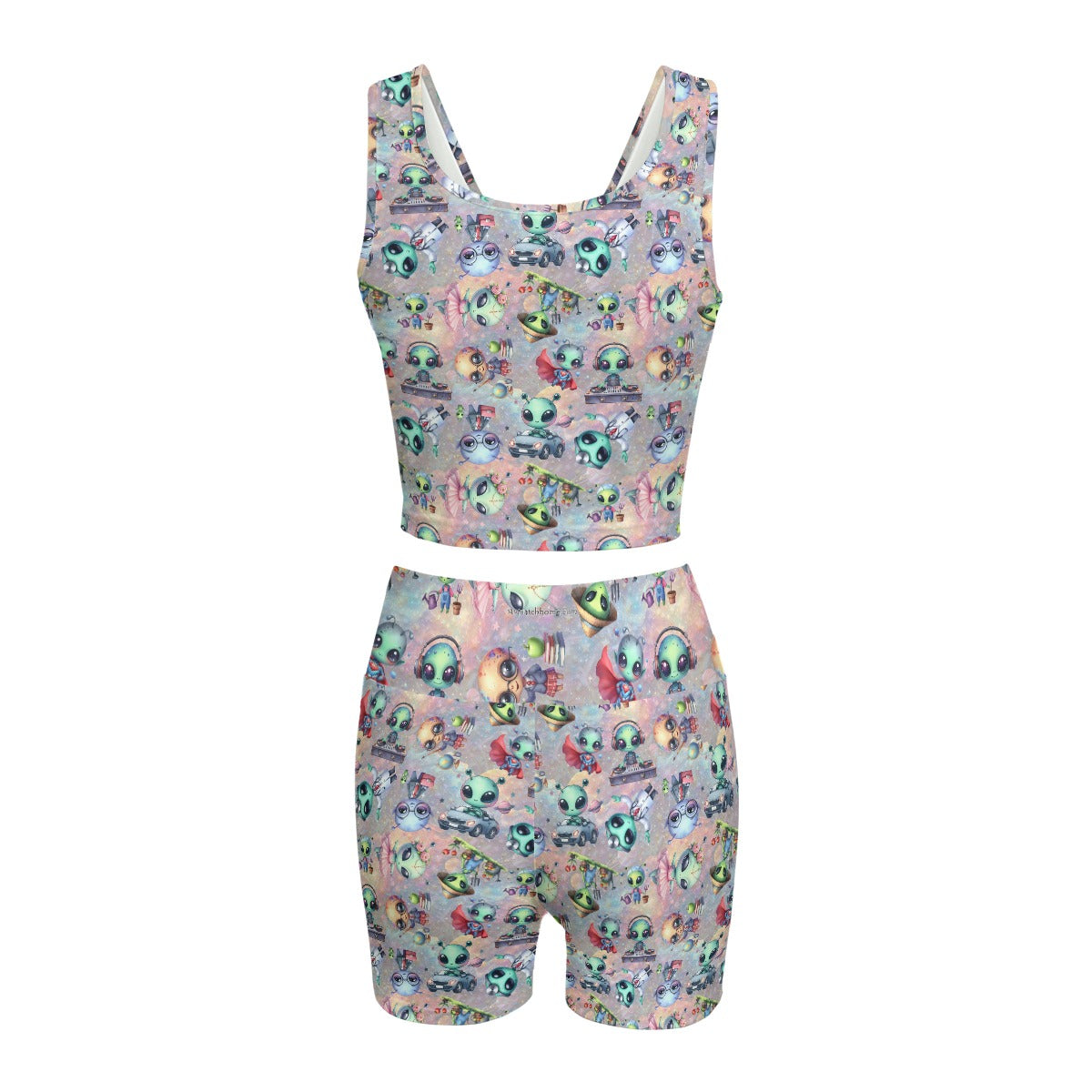 6 Alien Designs, Women’s 2 Piece Yoga Short Set
