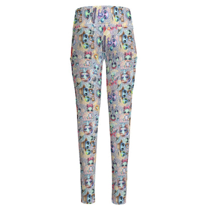 6 Alien Designs, Women’s High Waist Leggings w/ Pocket