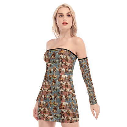 21 Sasquatch Designs,  Women's Off-shoulder Back Lace-up Dress