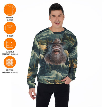 Bigfoot / Sasquatch in Woods, Men’s Polyester Thickened Sweater