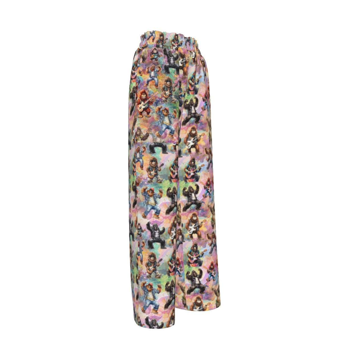 20 Bigfoot / Sasquatch Designs, Women’s Faux Silk Wide-Leg Pants