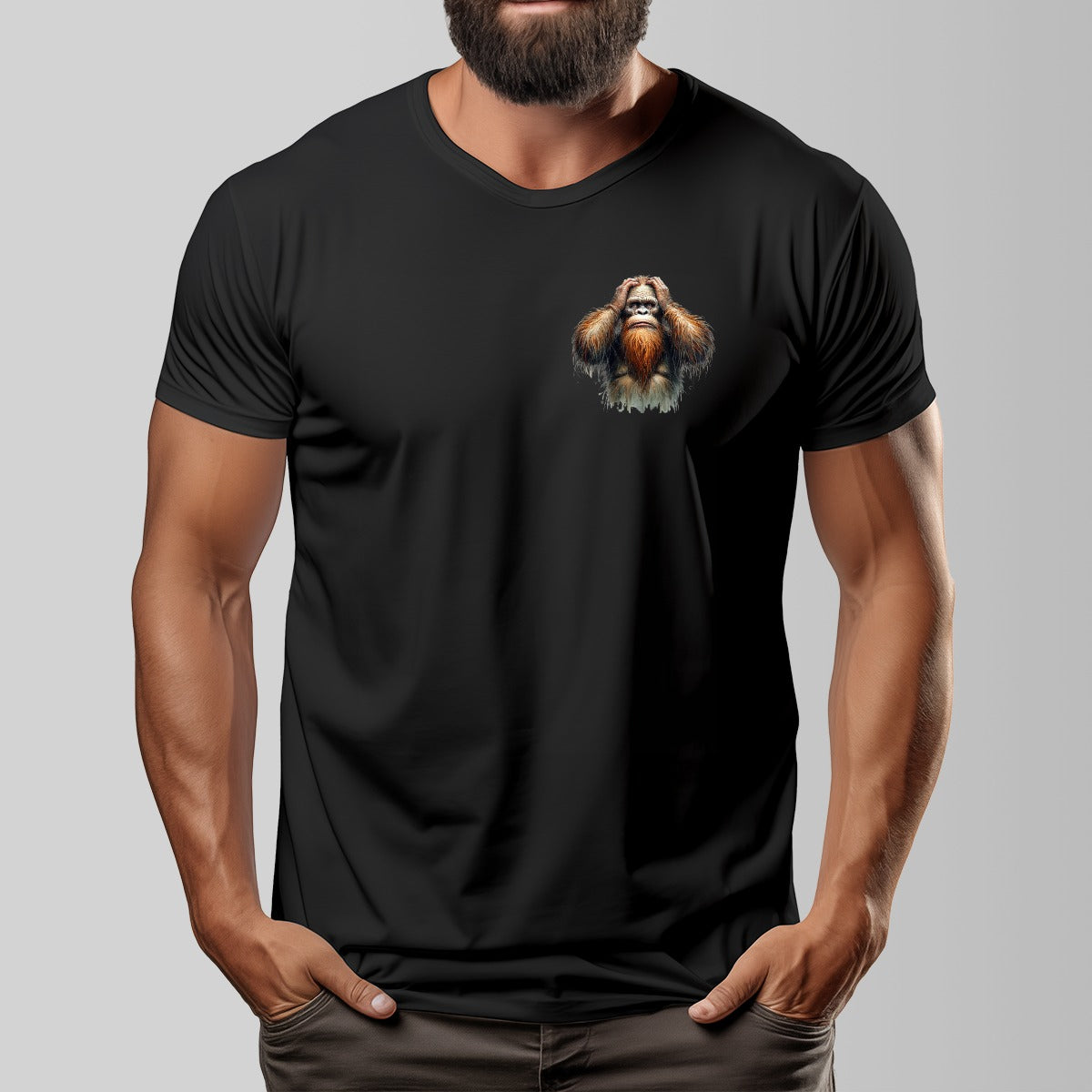 Bigfoot, Sasquatch "What The F_ck" Cotton O-neck Short Sleeve T-shirt - 2 sided