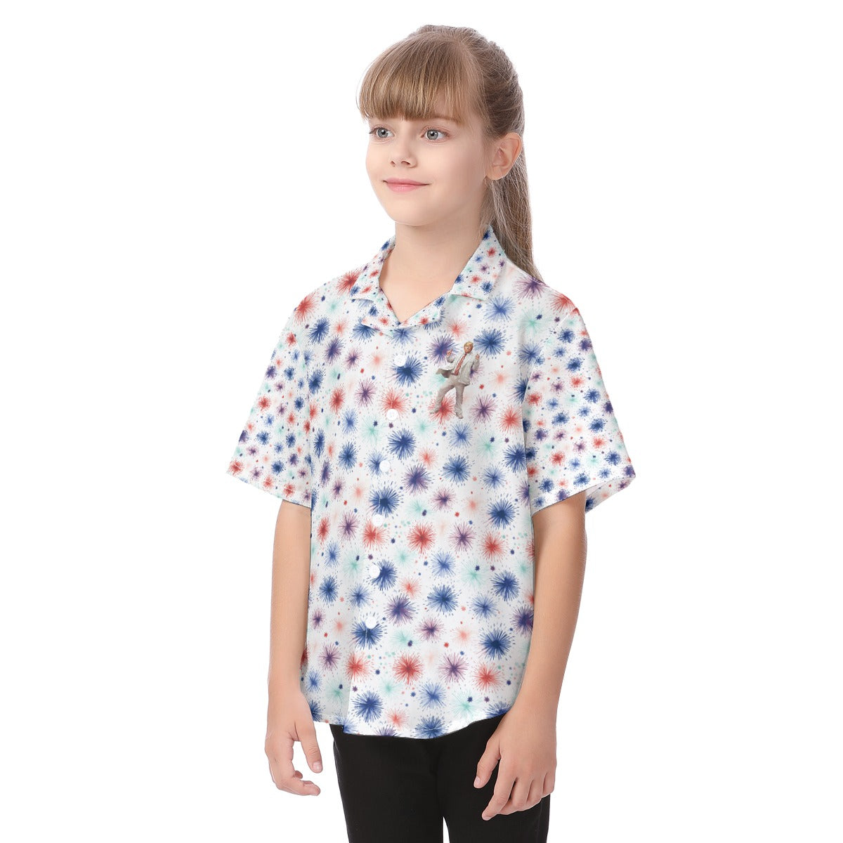 Dancing Donald Trump, Fireworks, Kid's Hawaiian Vacation Shirt