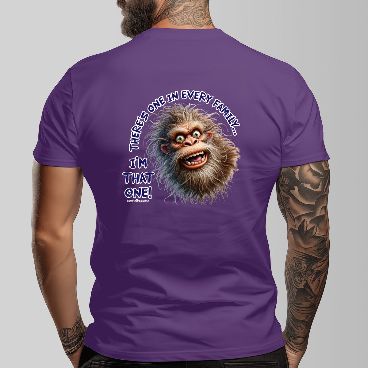Bigfoot, Sasquatch "There's One In Every Family" Cotton Short Sleeve Double Sided T-shirt