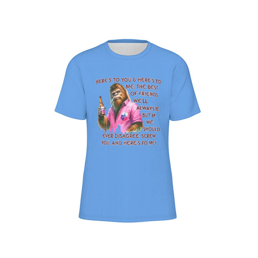 Bigfoot / Sasquatch "Here's to you..", Unisex Short Sleeve O-Neck Cotton T Shirt