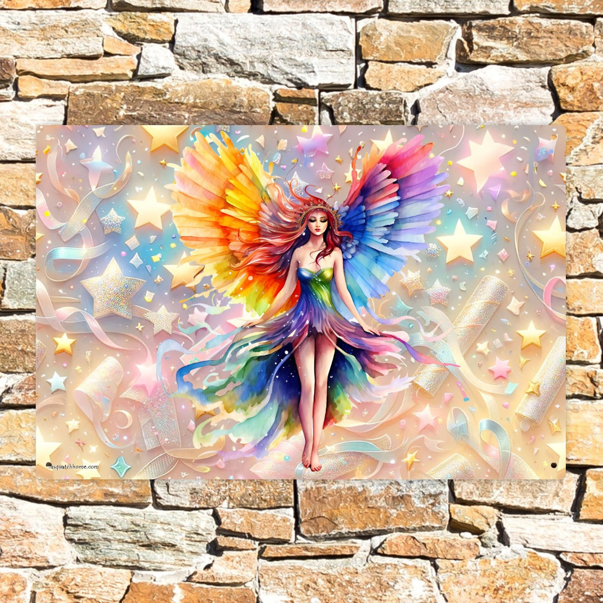 Rainbow Fairy, 8”x12” Metal Hanging Painting / Poster – Made in USA