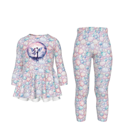 Moon Fairies, Girls 2 Piece Casual Suit, Outfit with Ruffle Shirt