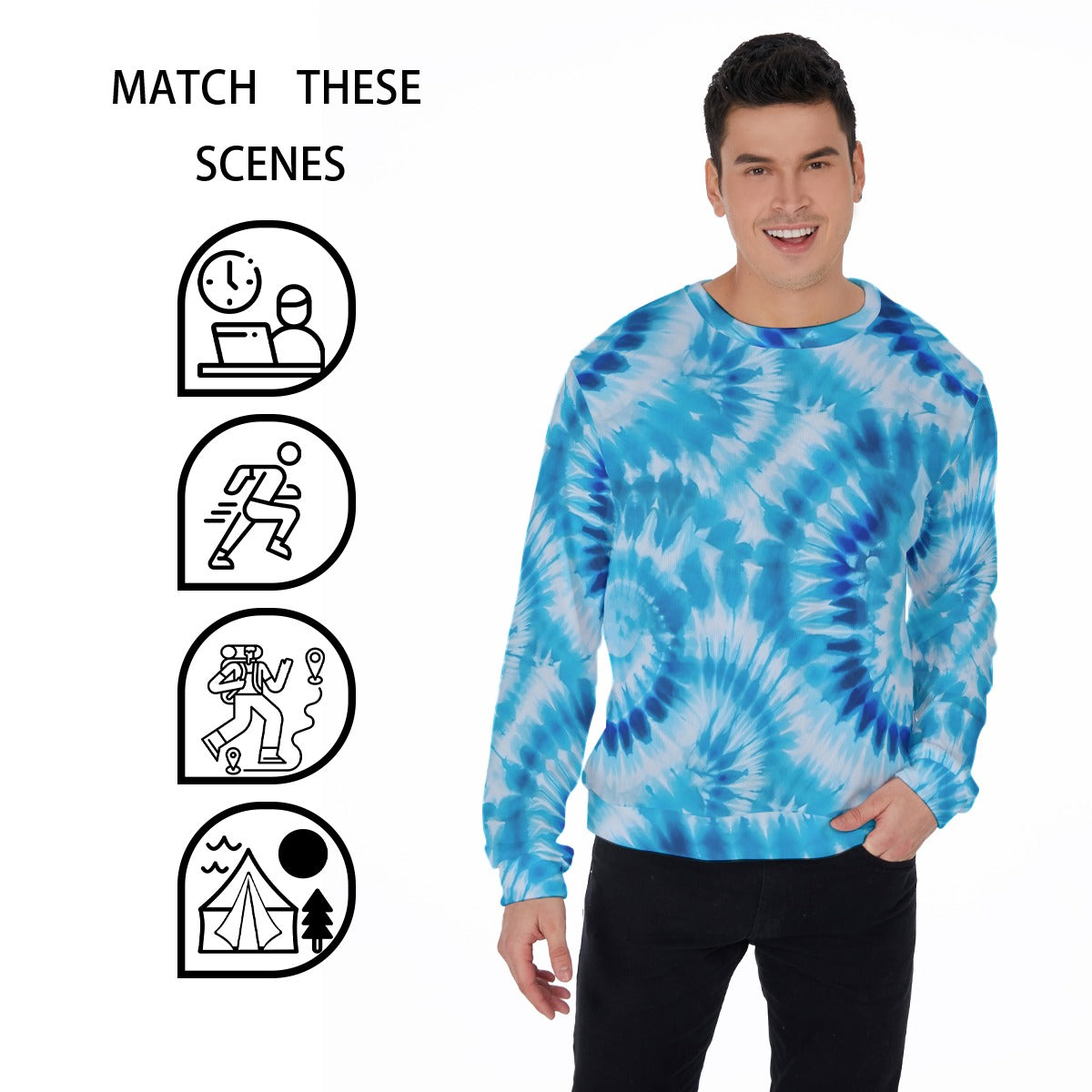 19 Tie Dye Designs, Men’s Polyester Thickened Sweater