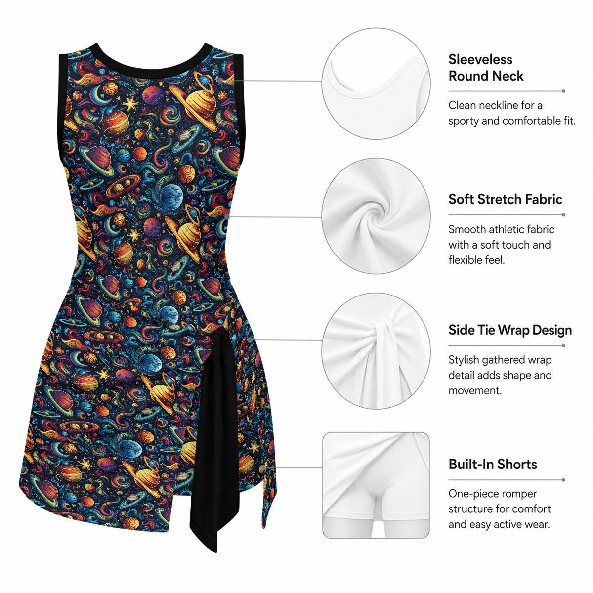 Girls Sports Romper 12 Outer Space Designs