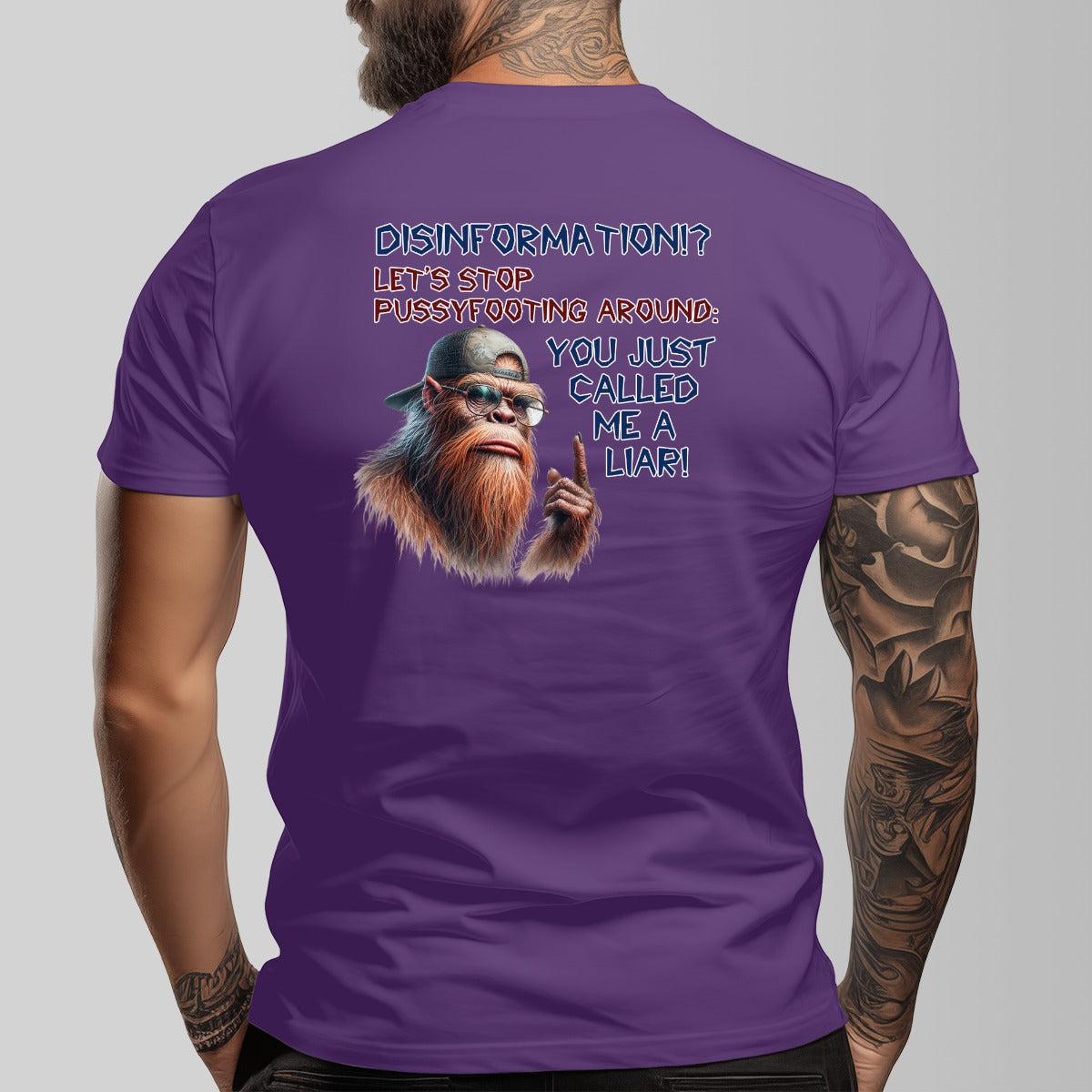 Bigfoot, Sasquatch "Disinformation" Cotton Short Sleeve Double Sided T-shirt