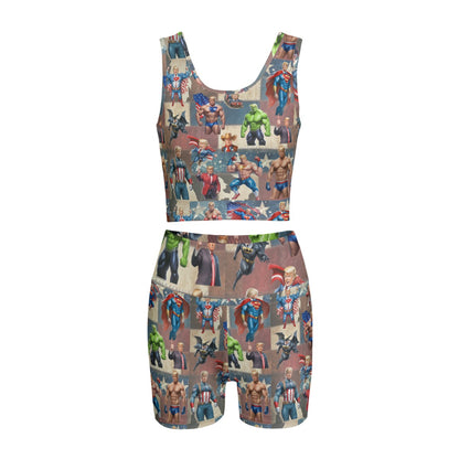 10 Donald Trump Designs, Women’s 2 Piece Yoga Short Set