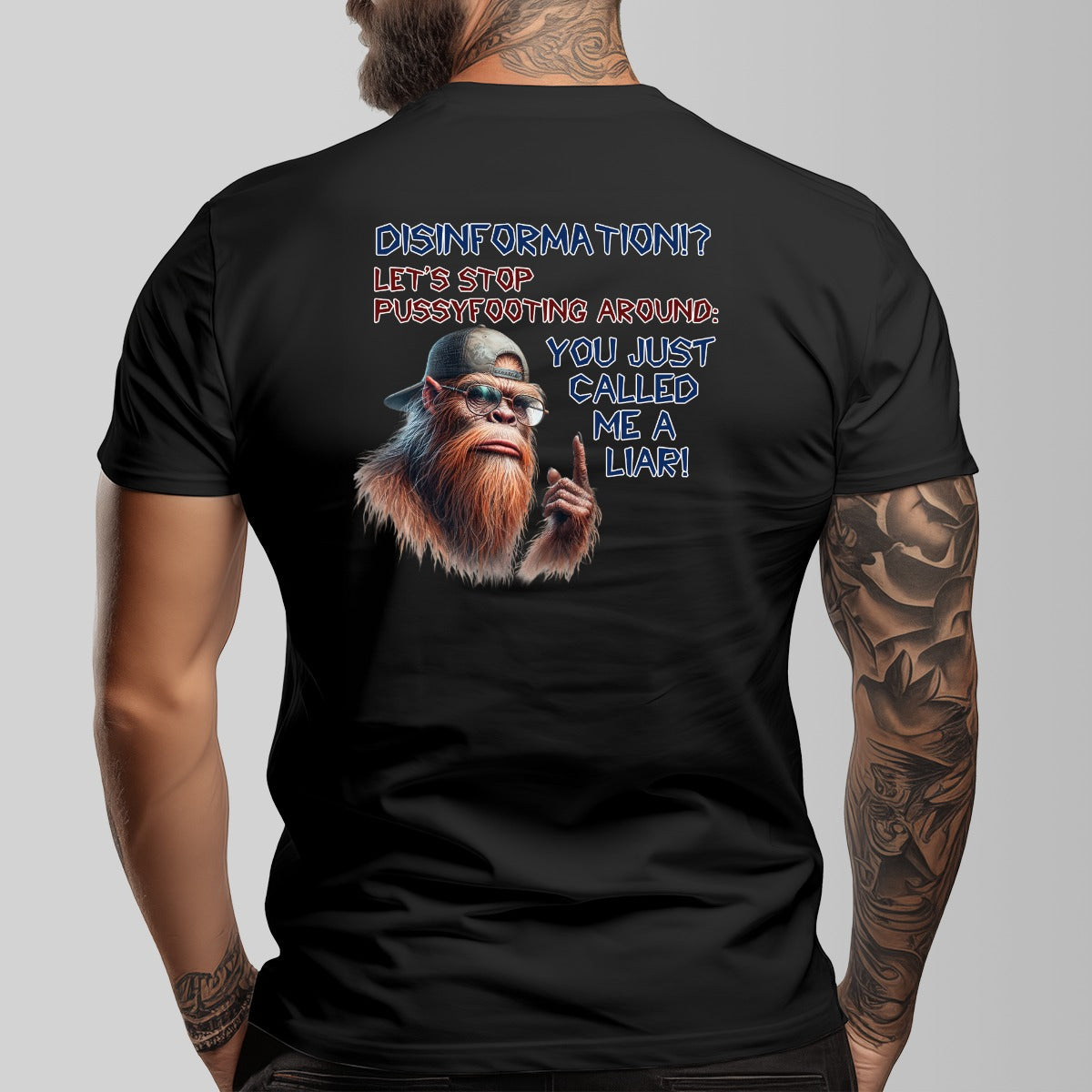 Bigfoot, Sasquatch "Disinformation" Cotton Short Sleeve Double Sided T-shirt
