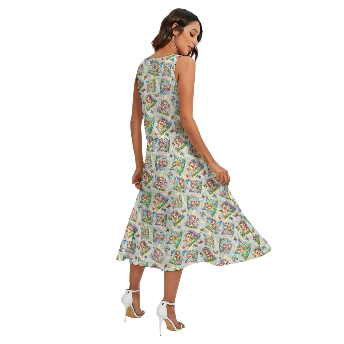 6 Fairy Designs, Women’s Sleeveless Dress With Diagonal Pockets