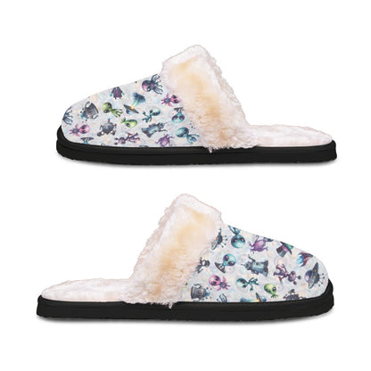 6 Alien Designs, Women’s Plush, Fluffy Slippers