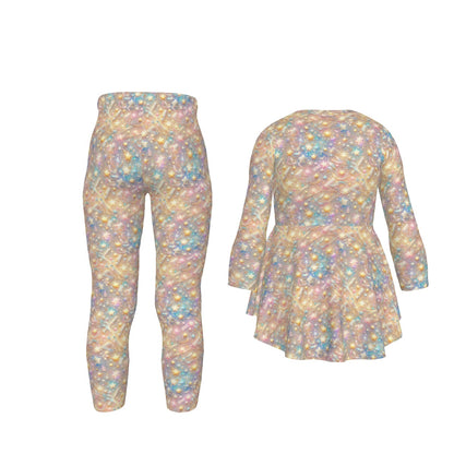 Rainbow Fairy 3, Girls 2 Piece Casual Suit, Outfit with Ruffle Shirt